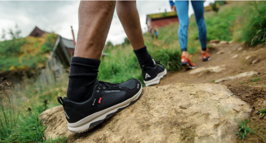 Black hiking shoes walking